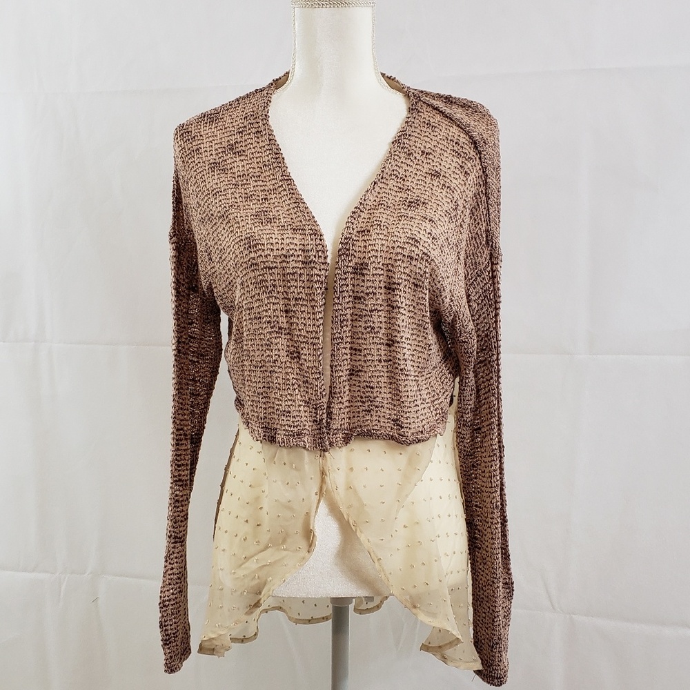 Lightweight open cardigan with chiffon bottom